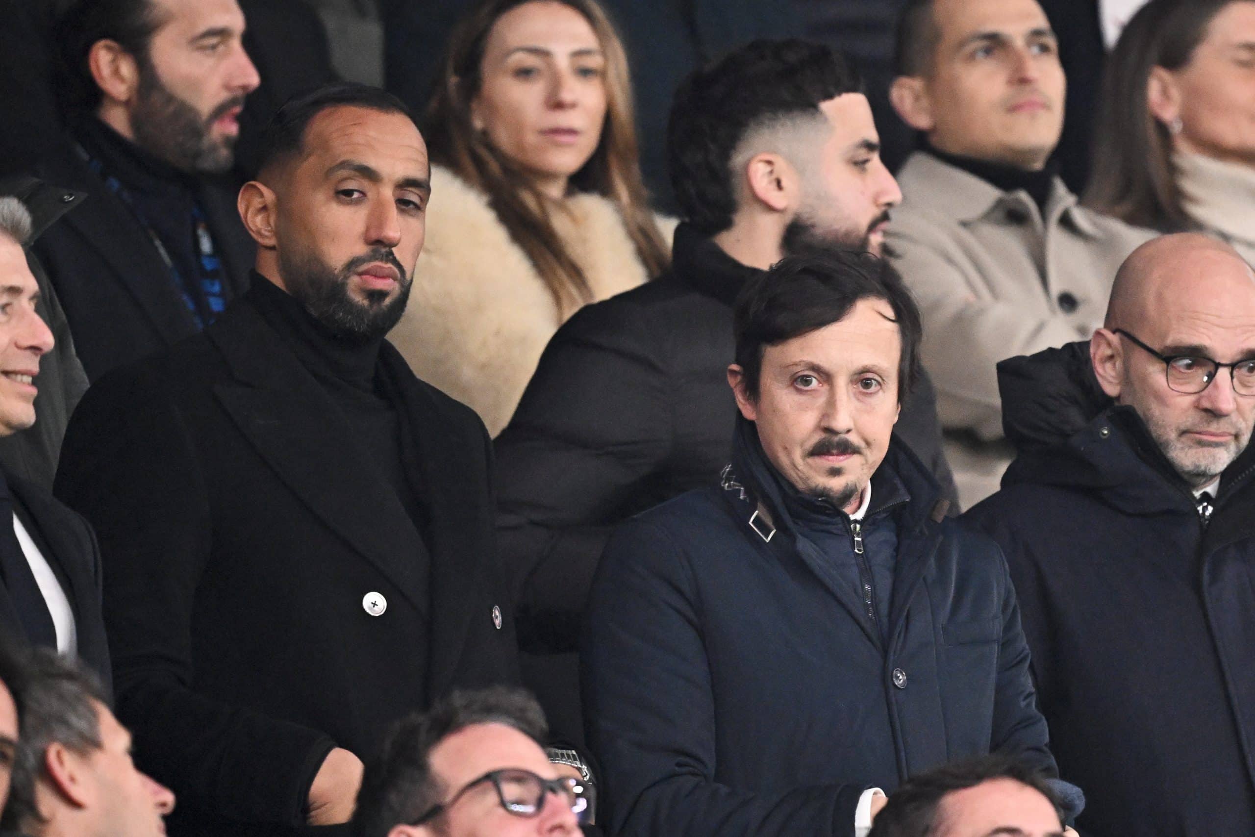 Le président de l'OM, Pablo Longoria, avec son directeur sportif, Medhi Benatia.