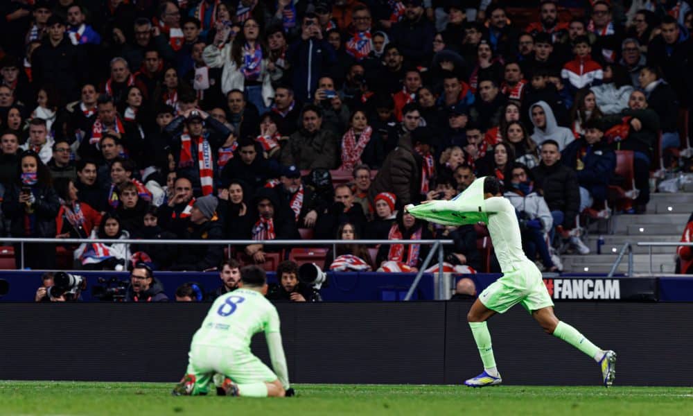 La joie de Lamine Yamal après son but ayant donné la victoire au FC Barcelone contre l'Atlético Madrid.