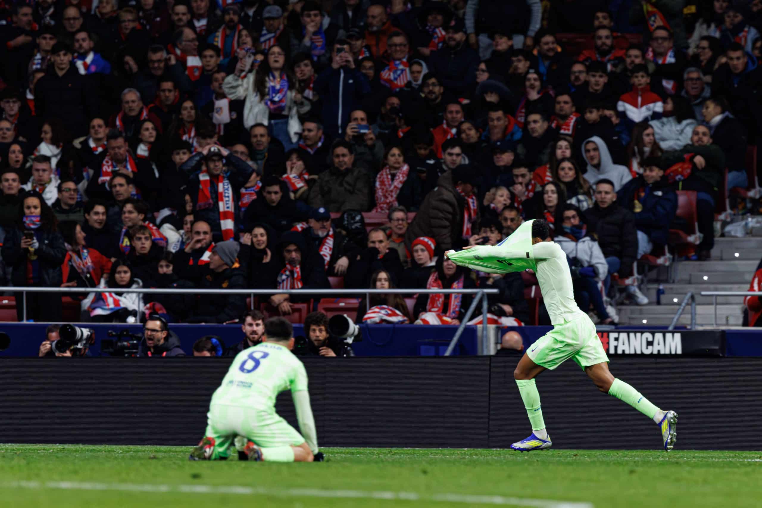 La joie de Lamine Yamal après son but ayant donné la victoire au FC Barcelone contre l'Atlético Madrid.