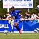 Le jeune milieu de l'ASSE Paul Eymard, en action avec les U17 de l'équipe de France.