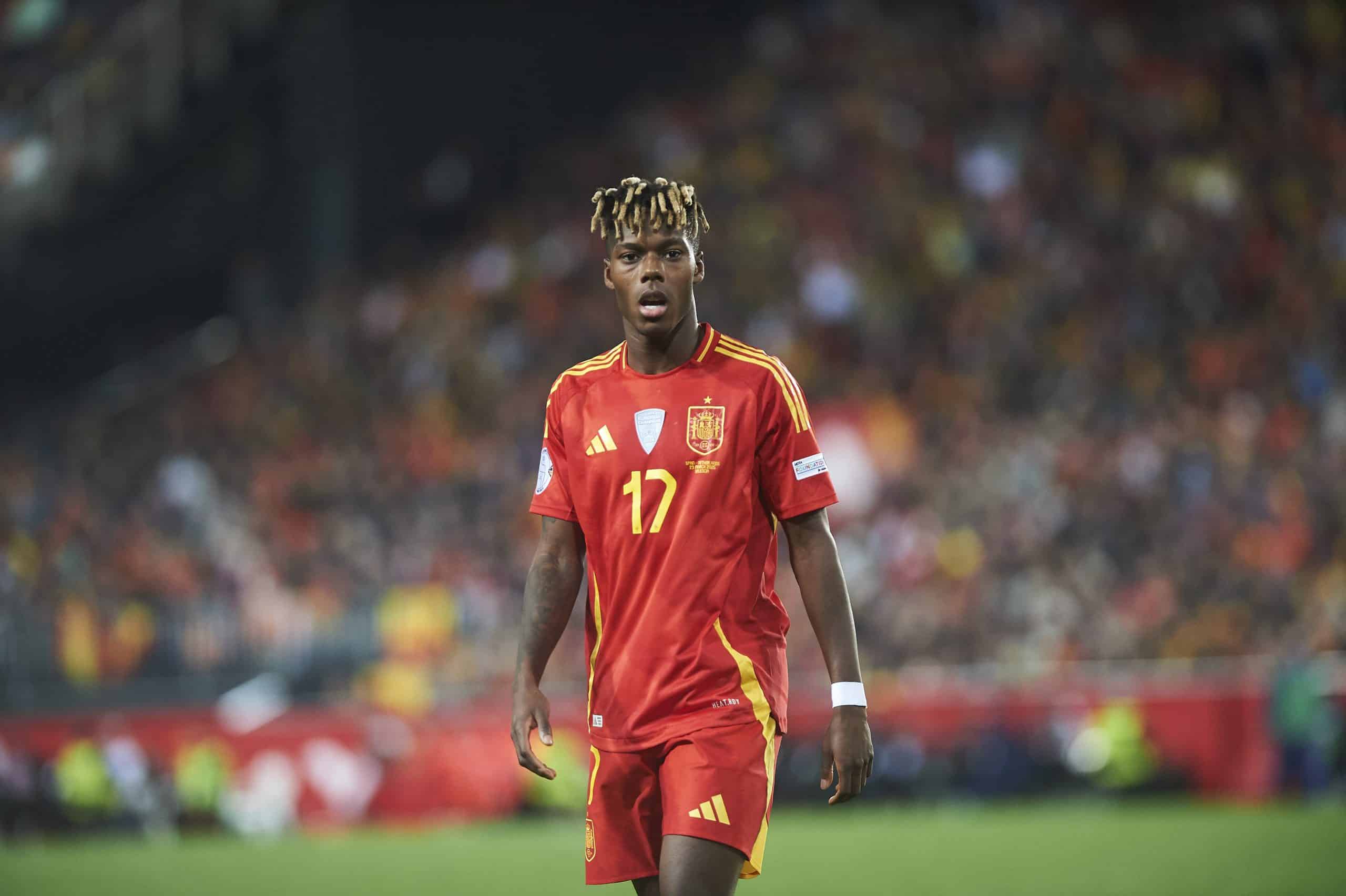 L'ailier de l'Athletic Bilbao Nico Williams lors d'un match de la sélection espagnole.