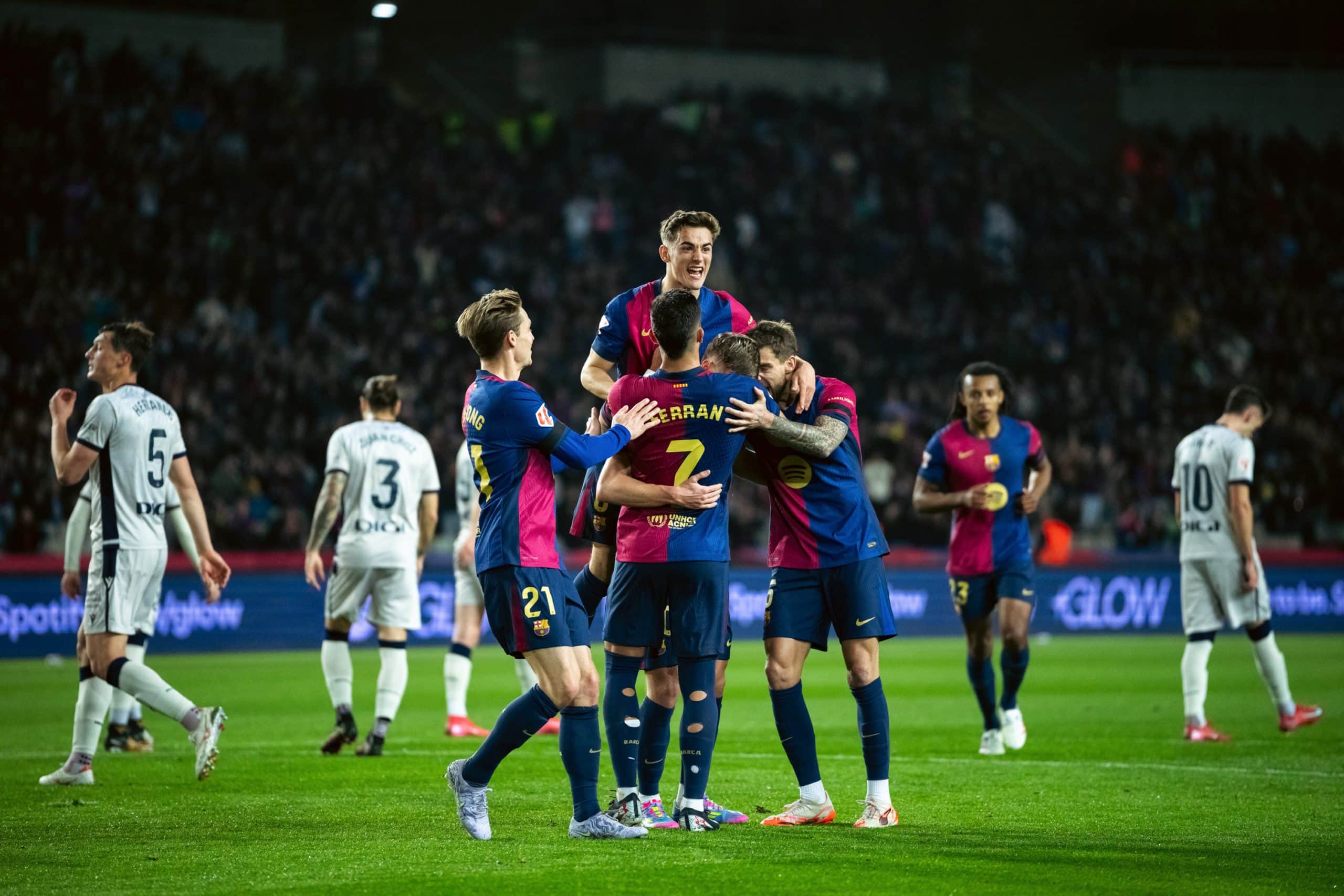 La joie des Blaugrana lors de FC Barcelone - Osasuna