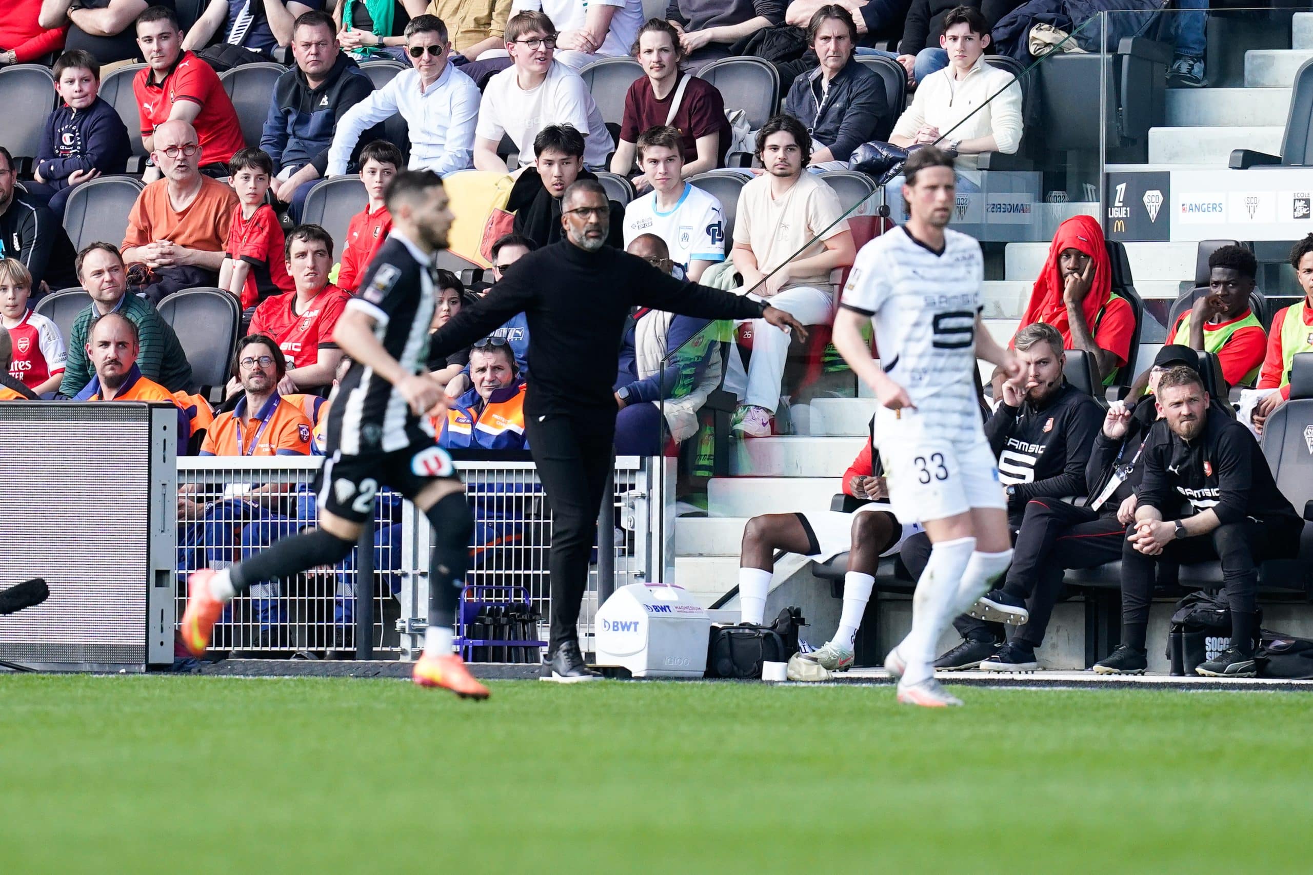 L'entraîneur du Stade Rennais, Habib Beye, lors du match à Angers.
