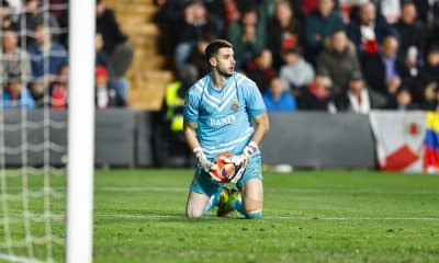 Le gardien de l'Espanyol Barcelone, Joan Garcia, lors d'un match contre le Rayo Vallecano.