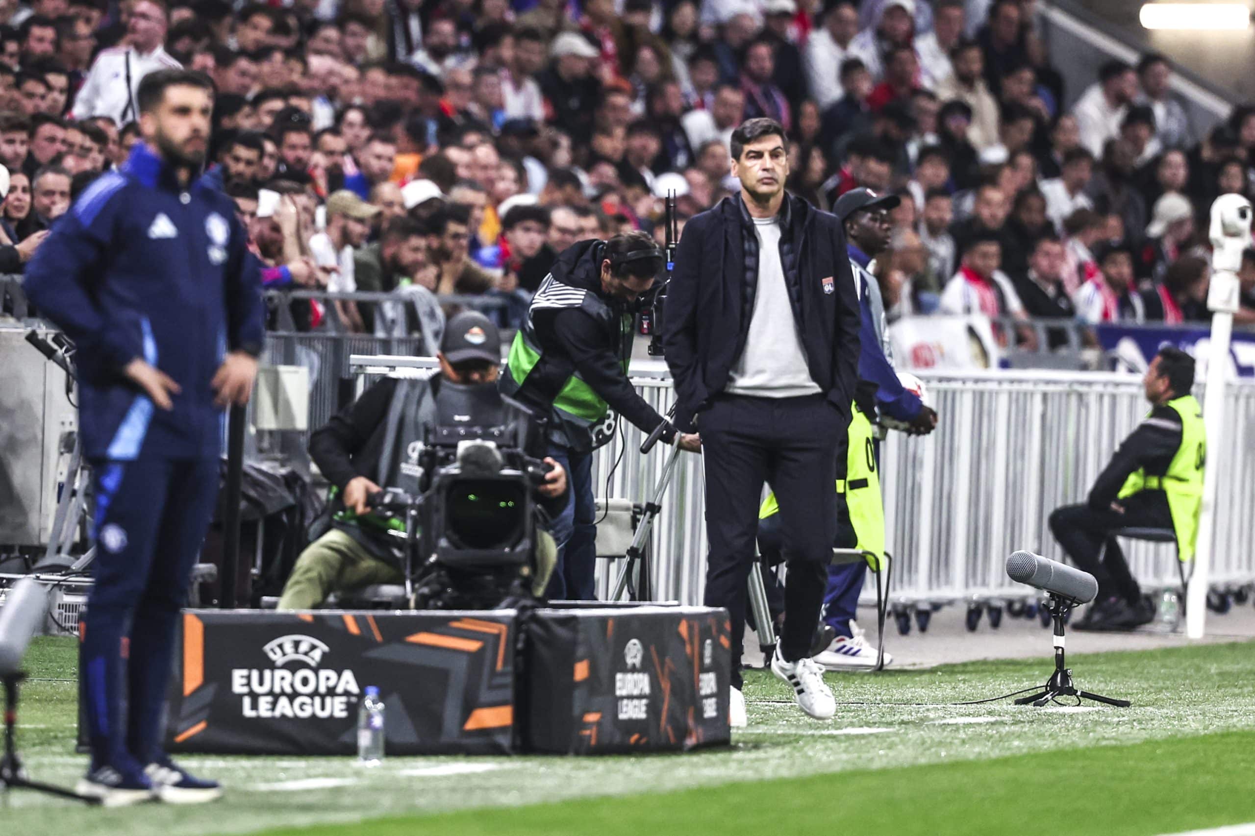 L'entraîneur de l'OL, Paulo Fonseca, lors du match aller contre Manchester United.