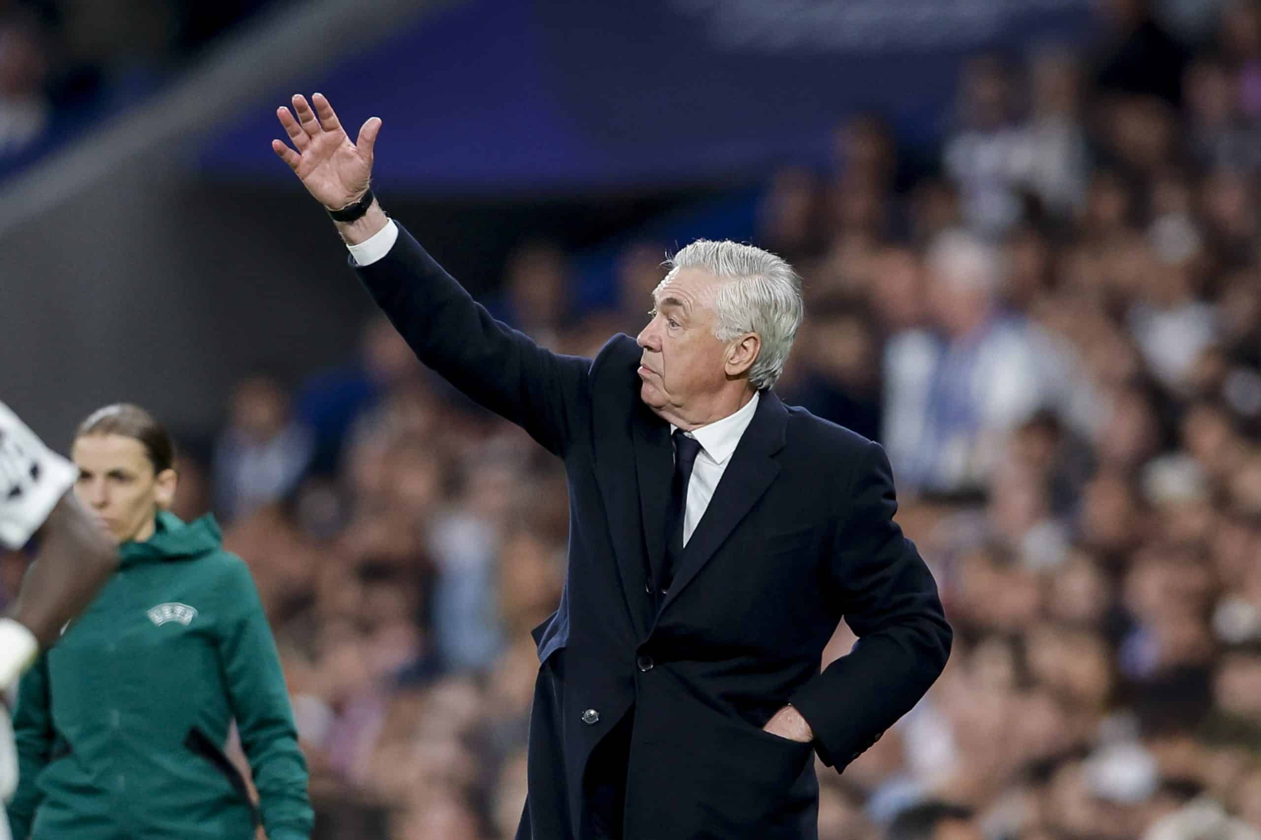 L'entraîneur du Real Madrid, Carlo Ancelotti, lors du match contre Arsenal.