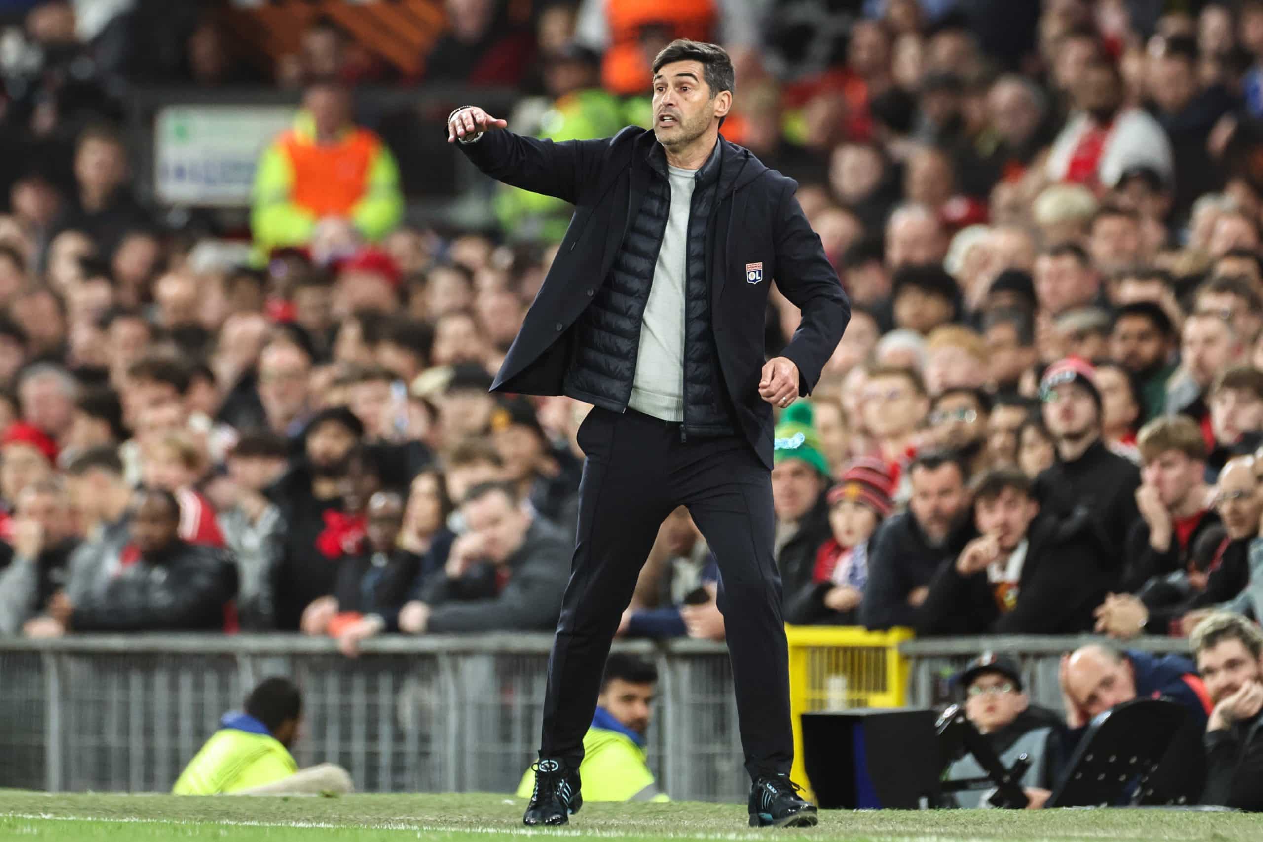 L'entraîneur de l'OL, Paulo Fonseca, lors du match contre Manchester United.