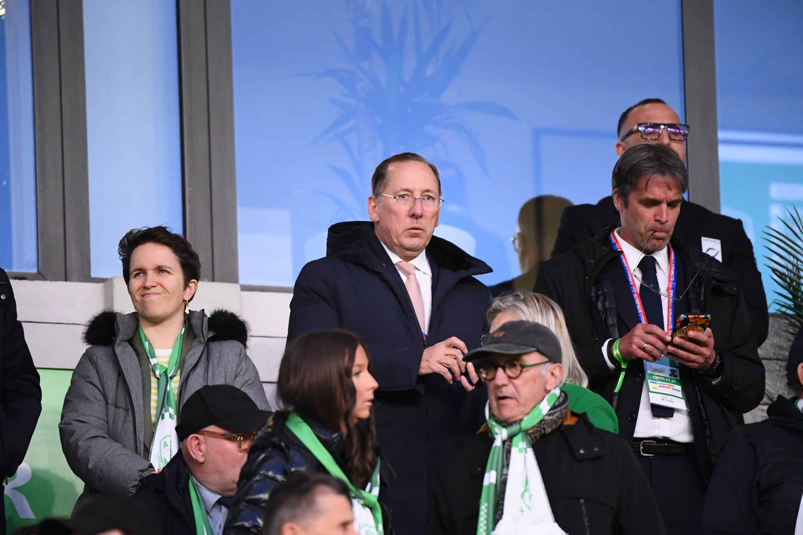 Le propriétaire de l'OL, John Textor, lors du derby à Saint-Etienne.