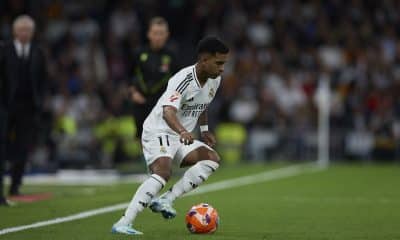 L'attaquant du Real Madrid Rodrygo en action pendant un match.