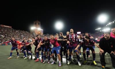 La joie des joueurs de Bologne après leur qualification pour la finale de la Coupe d'Italie.