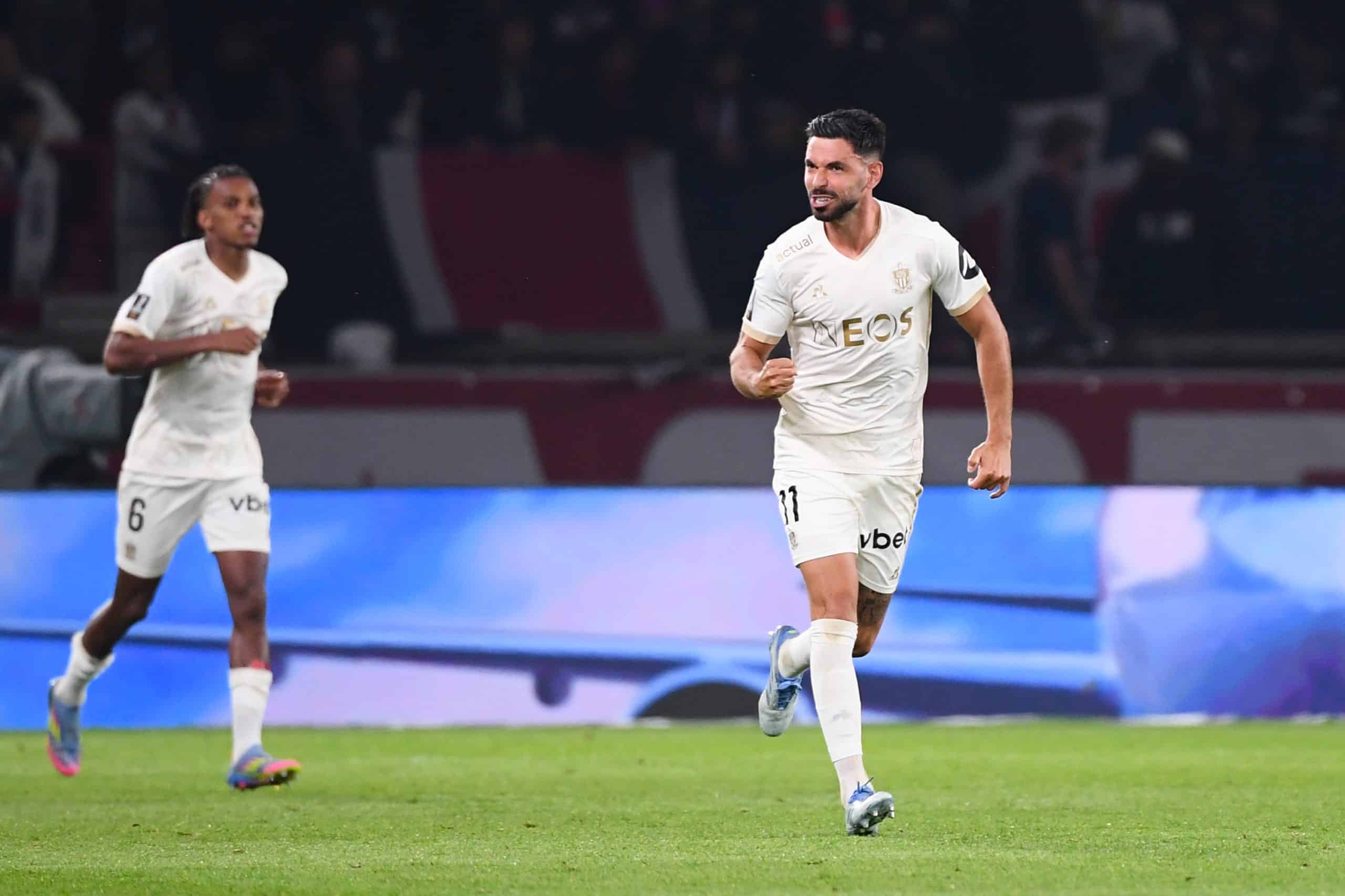 La joie de Morgan Sanson après son doublé avec l'OGC Nice contre le PSG.