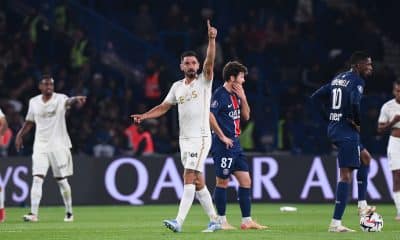 La joie du milieu de l'OGC Nice Morgan Sanson après son doublé contre le PSG.