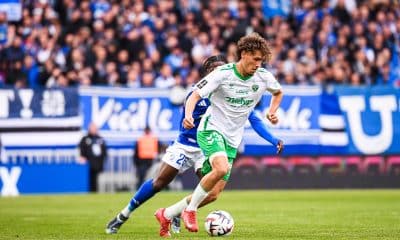 L'attaquant de l'ASSE Lucas Stassin, lors de son dernier match de la saison, à Strasbourg.