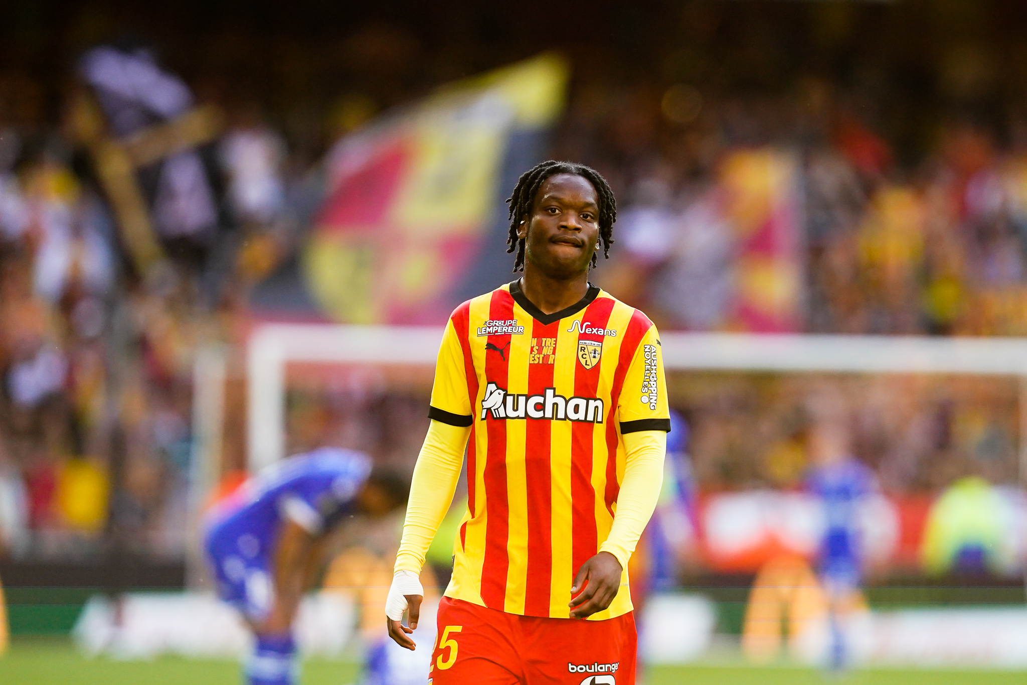 Le jeune ailier suédois Jeremy Agbonifo lors d'un match du RC Lens la saison dernière.