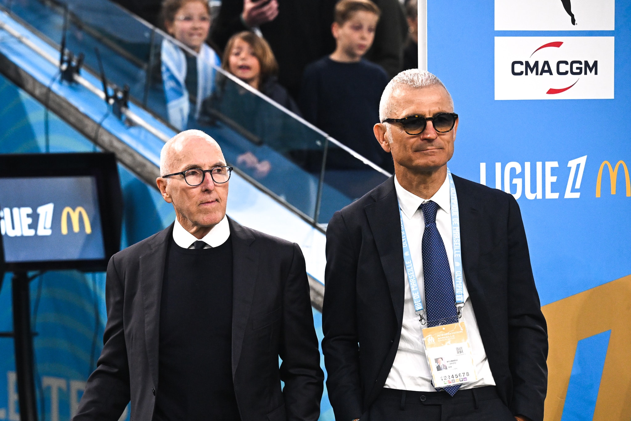 Le propriétaire de l'OM, Frank McCourt, avec Fabrizio Ravanelli.