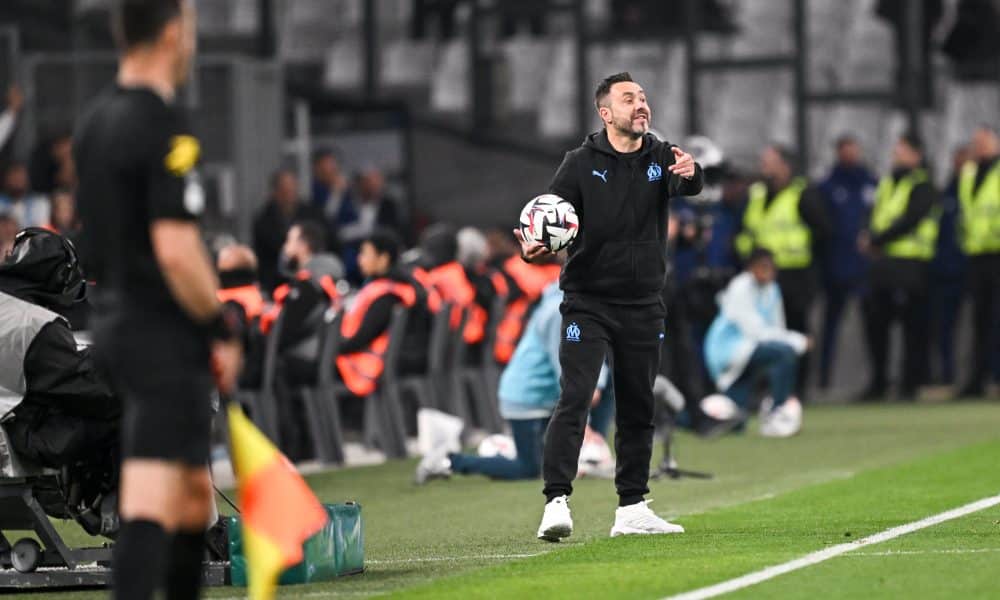 L'entraîneur de l'OM, Roberto De Zerbi, lors du match face à Brest.