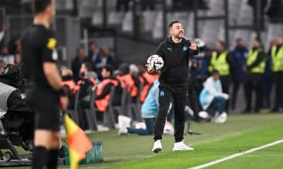 L'entraîneur de l'OM, Roberto De Zerbi, lors du match face à Brest.