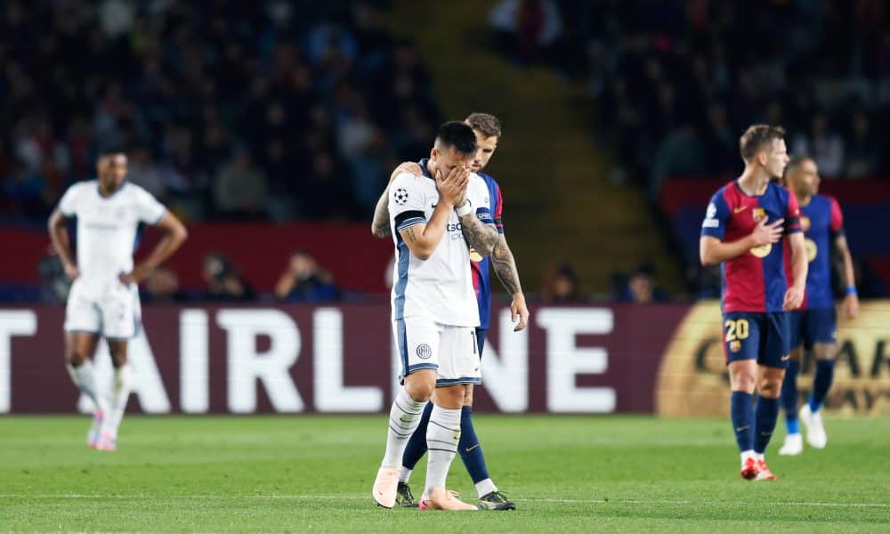 La déception de Lautaro Martinez lors de sa sortie au cours de la demie FC Barcelone-Inter Milan.