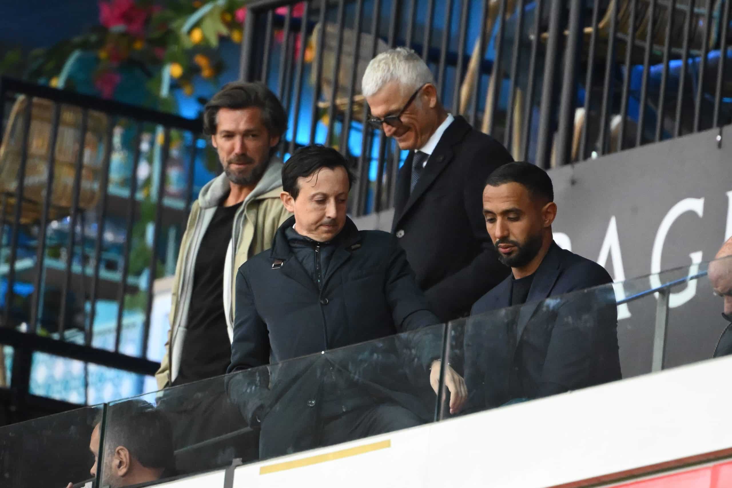 Le président de l'OM, Pablo Longoria, avec son directeur sportif, Medhi Benatia.