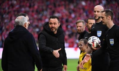 L'entraîneur de l'OM, Roberto De Zerbi, lors du match à Lille.