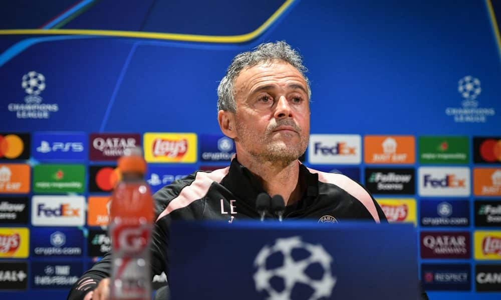 L'entraîneur du PSG, Luis Enrique, en conférence de presse avant le match retour contre Arsenal.