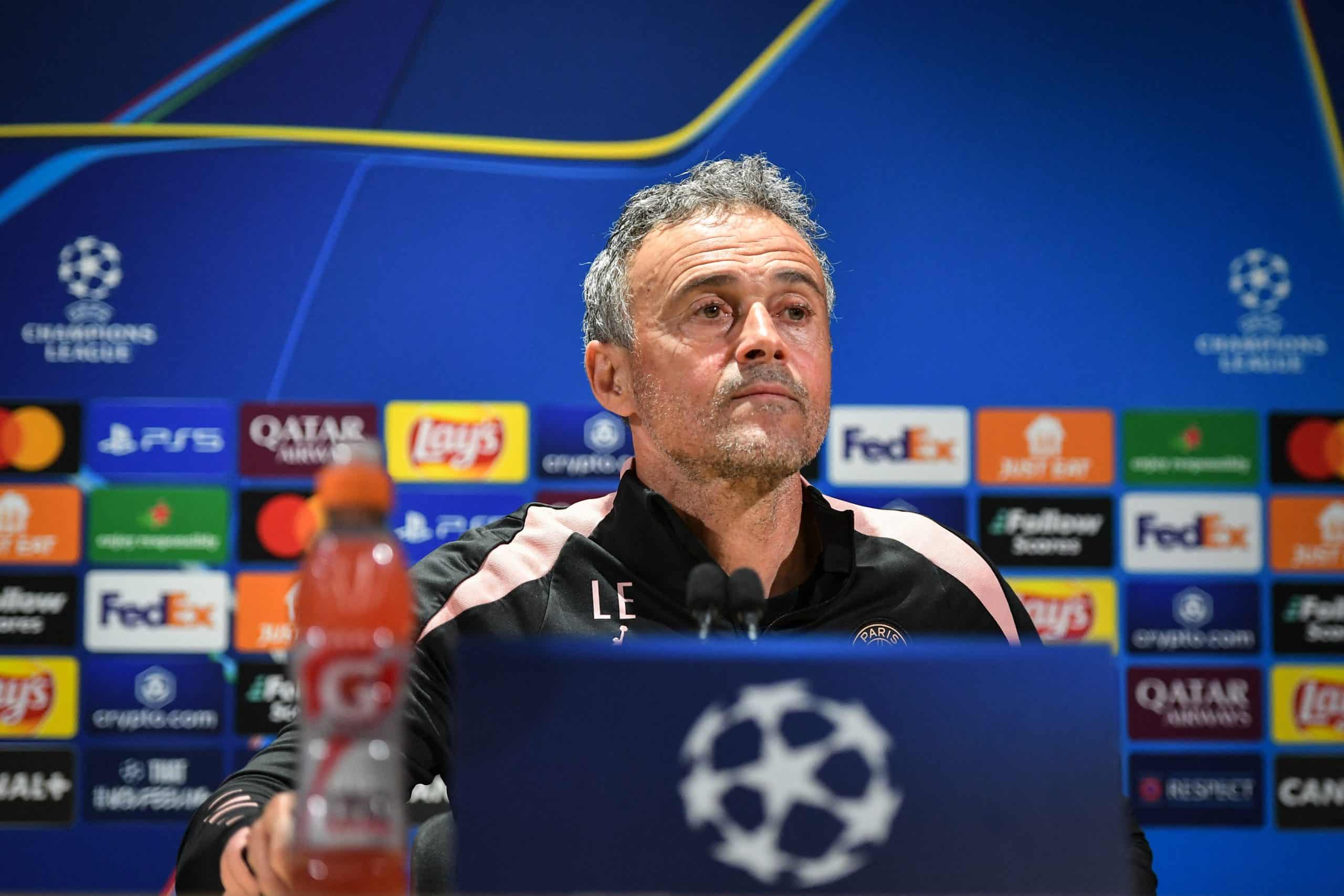 L'entraîneur du PSG, Luis Enrique, en conférence de presse avant le match retour contre Arsenal.