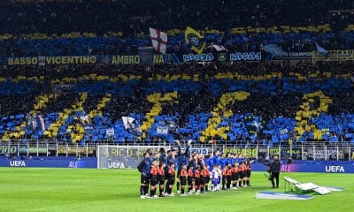 Le tifo des supporters de l'Inter Milan lors de la demi-finale de Champions League face au FC Barcelone.
