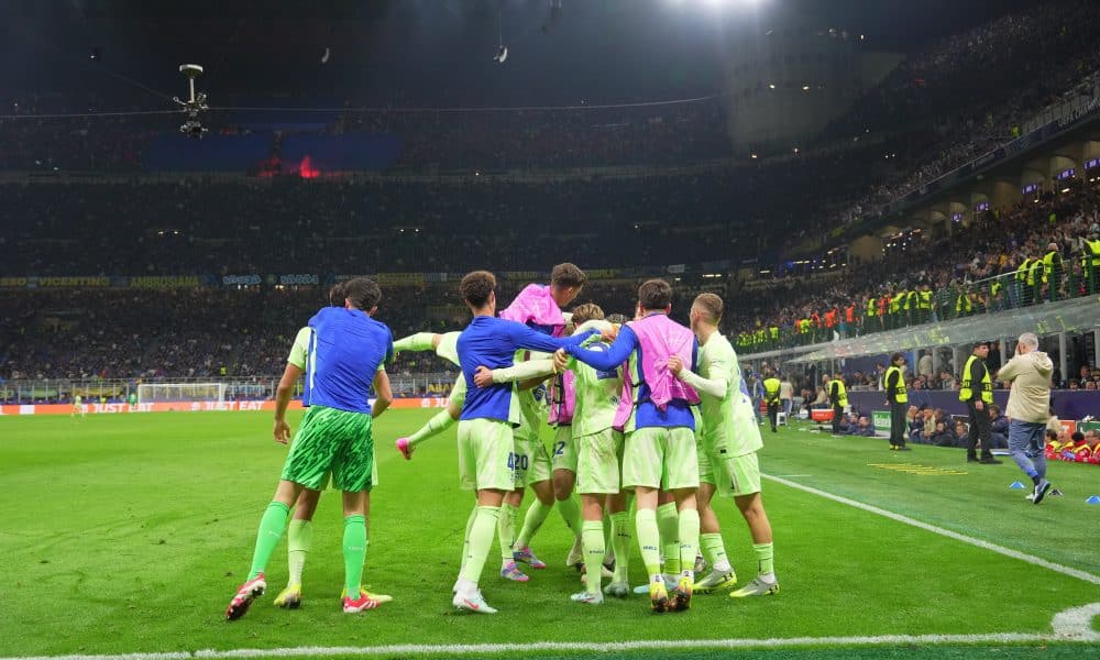 La joie du FC Barcelone après le troisième but face à l'Inter Milan.