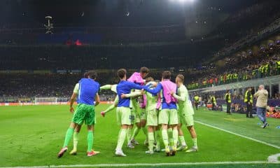 La joie du FC Barcelone après le troisième but face à l'Inter Milan.