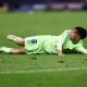 Le milieu du FC Barcelone Pedri, à terre, lors de la demi-finale retour de Champions League contre l'Inter.