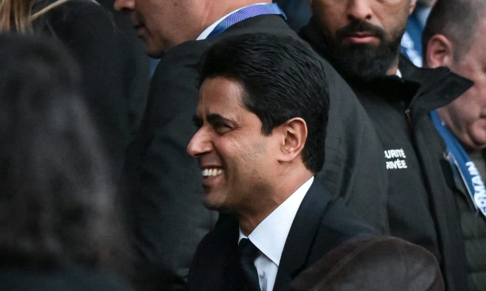 Le président du PSG, Nasser al-Khelaïfi, lors de la demi-finale retour de Champions League contre Arsenal.