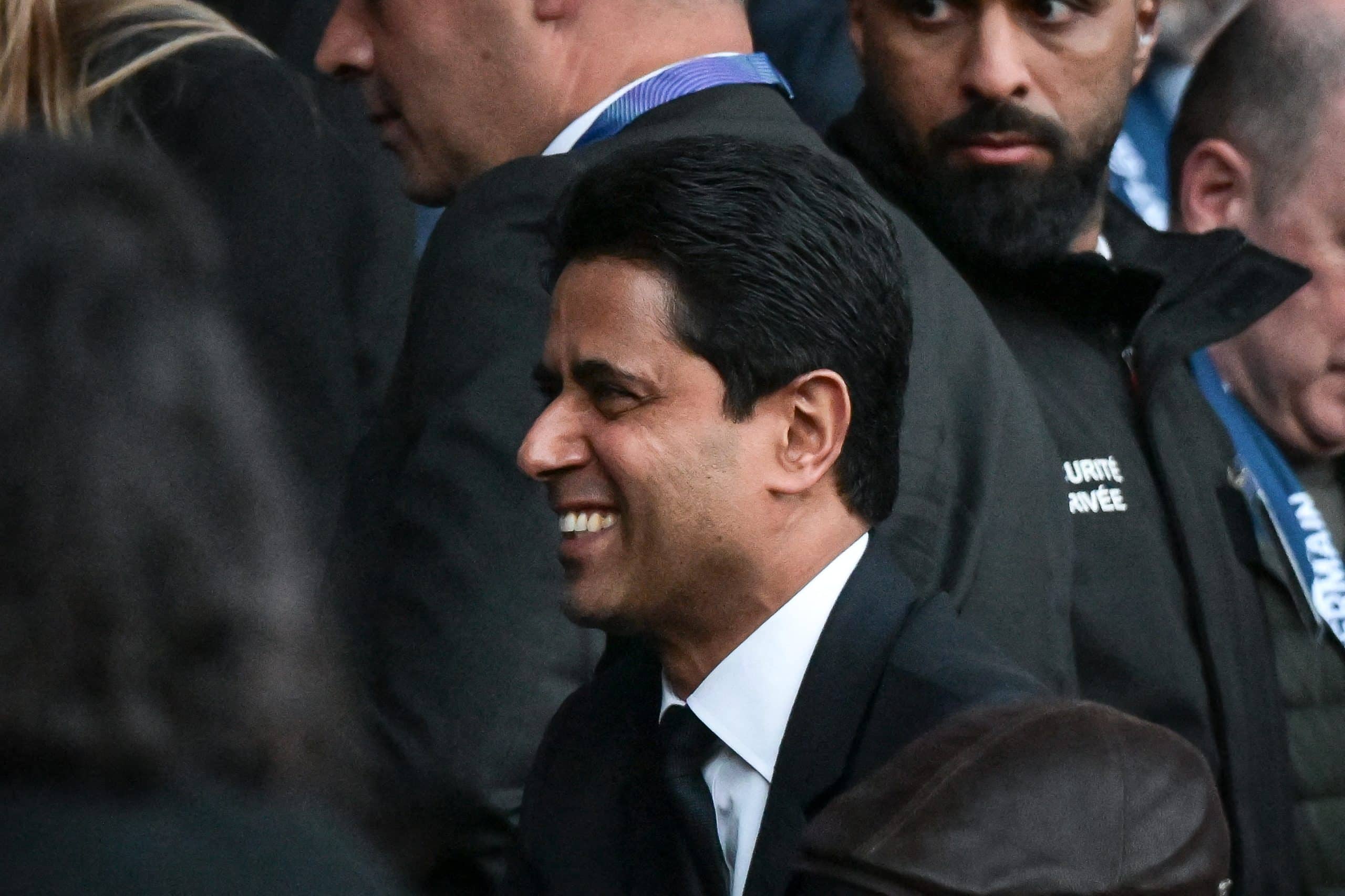 Le président du PSG, Nasser al-Khelaïfi, lors de la demi-finale retour de Champions League contre Arsenal.