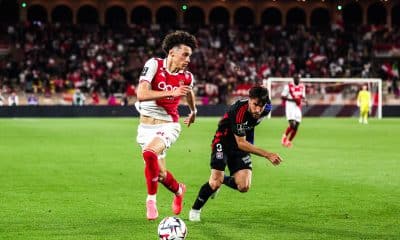Le jeune attaquant de l'AS Monaco Maghnes Akliouche, lors d'un match face à l'OL.
