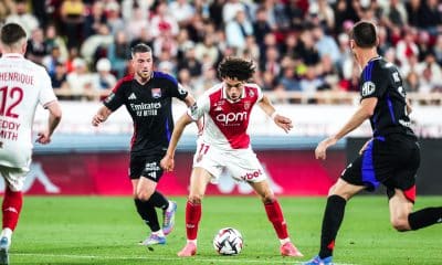 L'attaquant de l'AS Monaco Maghnes Akliouche lors d'un match face à l'OL.