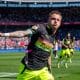 L'ailier gauche du PSV Noa Lang, célébrant un but face au Feyenoord.