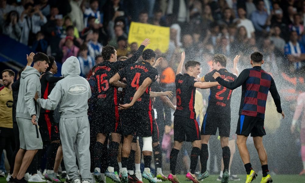 La joie des joueurs du FC Barcelone.