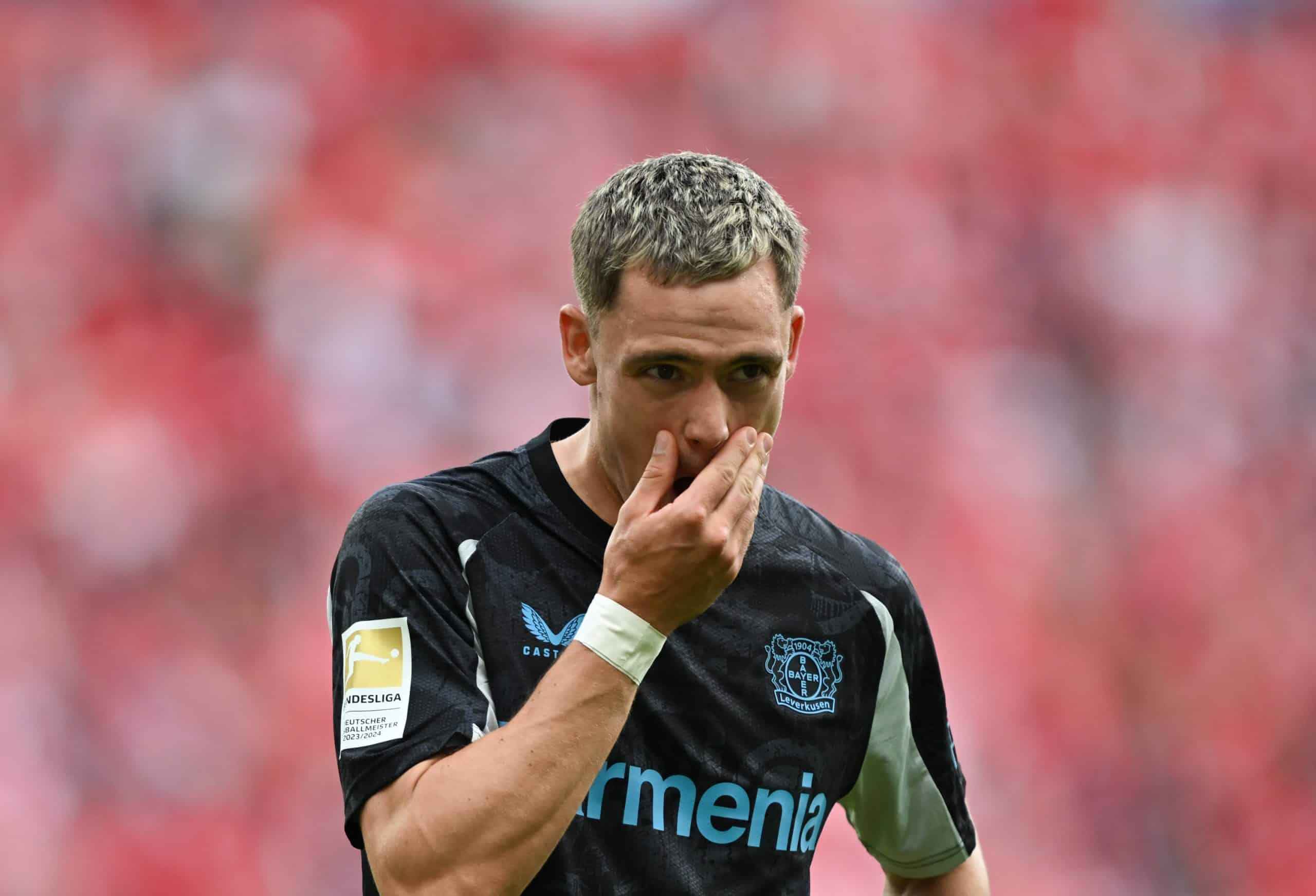 Le milieu offensif allemand Florian Wirtz, sous le maillot du Bayer Leverkusen.