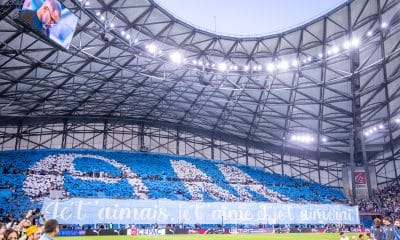 Le tifo du virage Nord du Vélodrome lors d'OM-Rennes.
