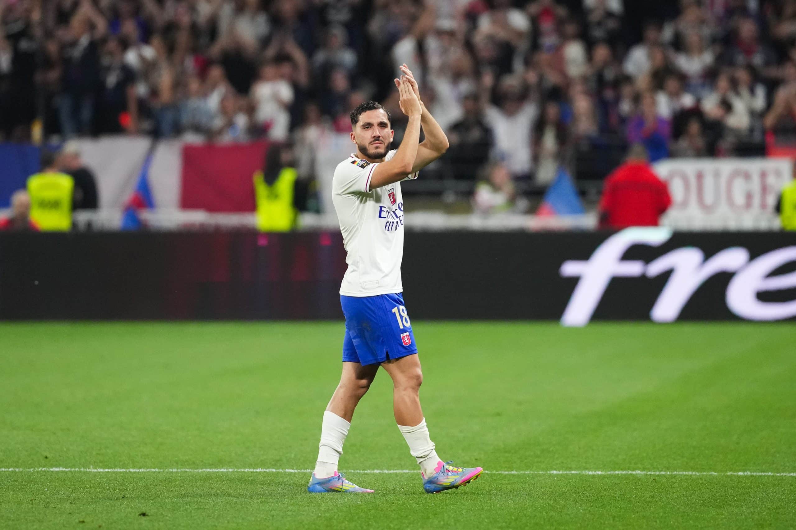 L'attaquant de l'OL Rayan Cherki lors de ce qui a pu être son dernier match à Lyon, contre Angers (2-0).