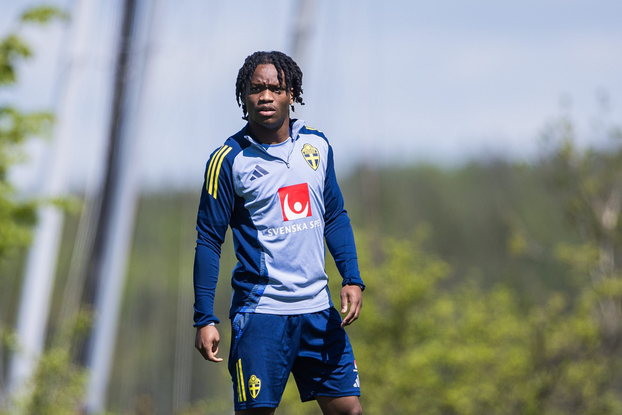 Jeremy Agbonifo lors d'un entraînement de la sélection suédoise.