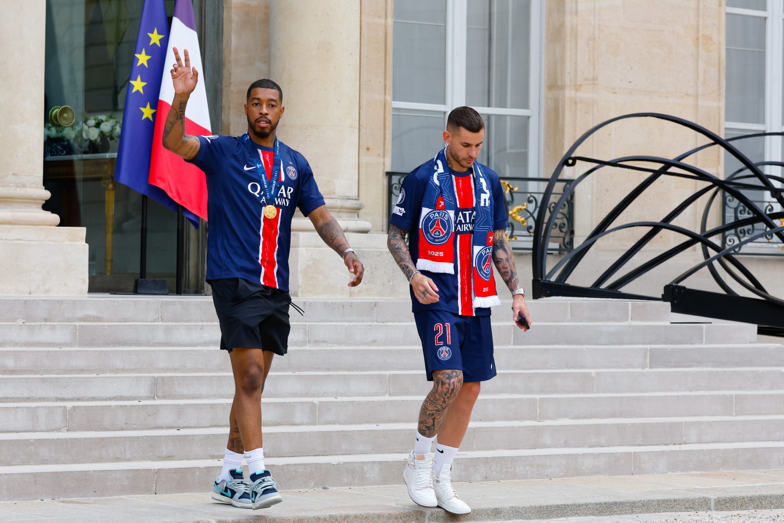Presnel Kimpembe, à la sortie de l'Elysée, après la victoire du PSG en C1.