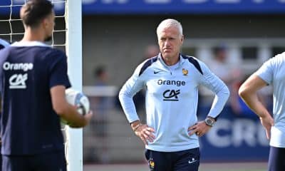 Le sélectionneur de l'équipe de France, Didier Deschamps, lors d'un entraînement des Bleus.