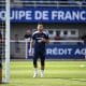 L'attaquant de l'OL Rayan Cherki lors d'un entraînement de l'équipe de France.