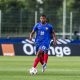 Le milieu du RC Lens Andy Diouf, en action avec l'équipe de France Espoirs.