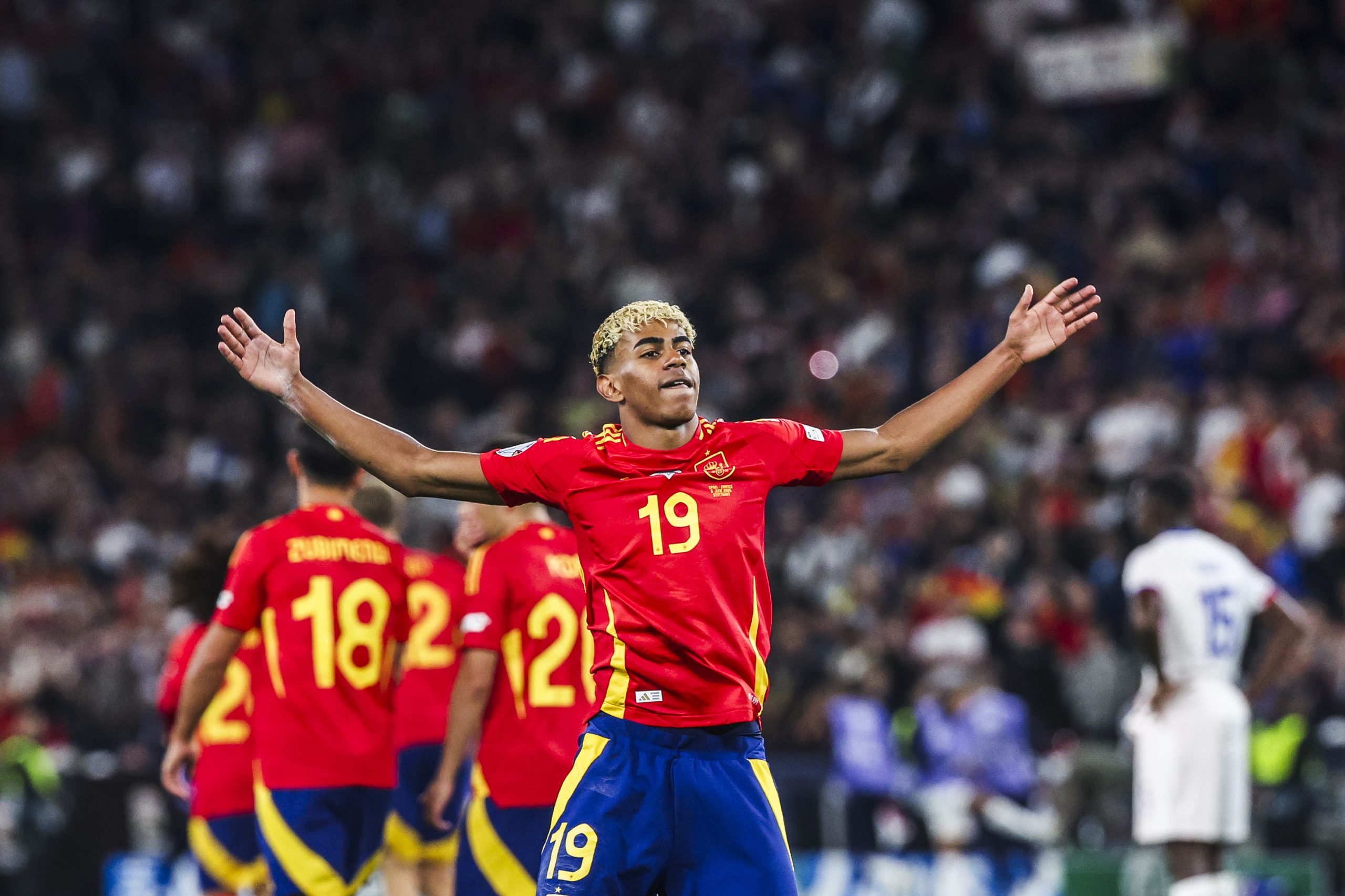 La joie de Lamine Yamal après son but avec l'Espagne contre la France en Ligue des Nations.