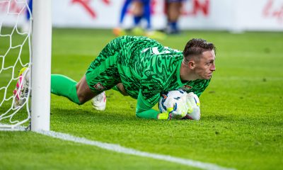 Le gardien de l'OGC Nice Marcin Bulka lors d'un match de la sélection polonaise.