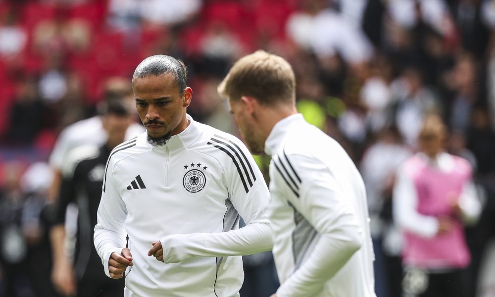 L'ailier allemand Leroy Sané lors d'un échauffement avec son équipe nationale.