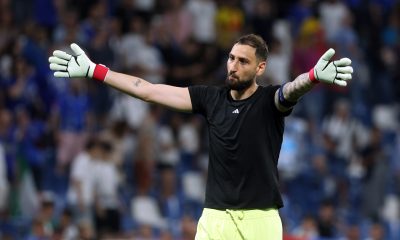 Le gardien du PSG Gianluigi Donnarumma à la fin d'un match avec l'Italie.