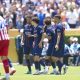 La joie des joueurs du PSG après un but marqué contre l'Atlético Madrid au Mondial des Clubs.