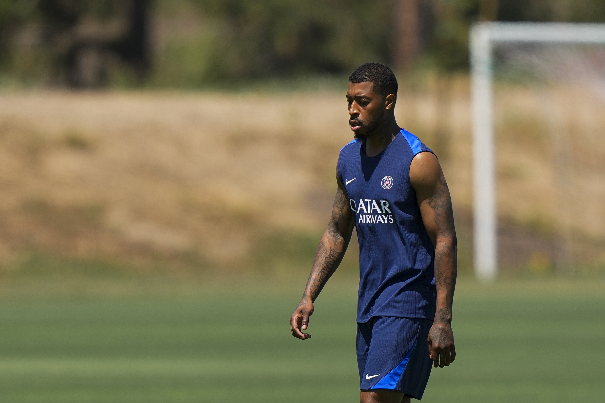 Presnel Kimpembé lors d'un entraînement du PSG.